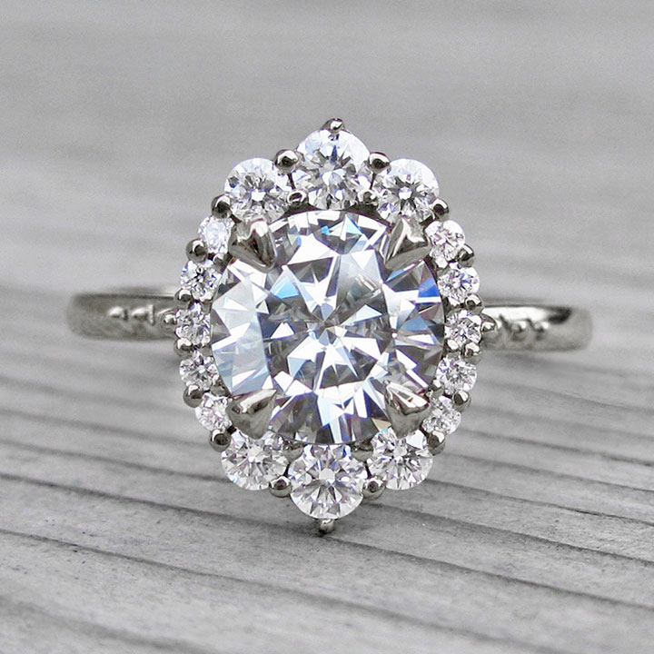 Vintage Inspired Moissanite Engagement Ring