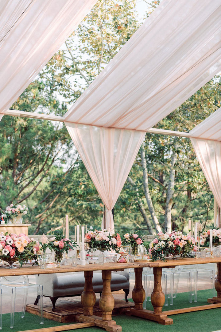 Contemporary Tented Wedding In Blush Palette Accented With Metallics