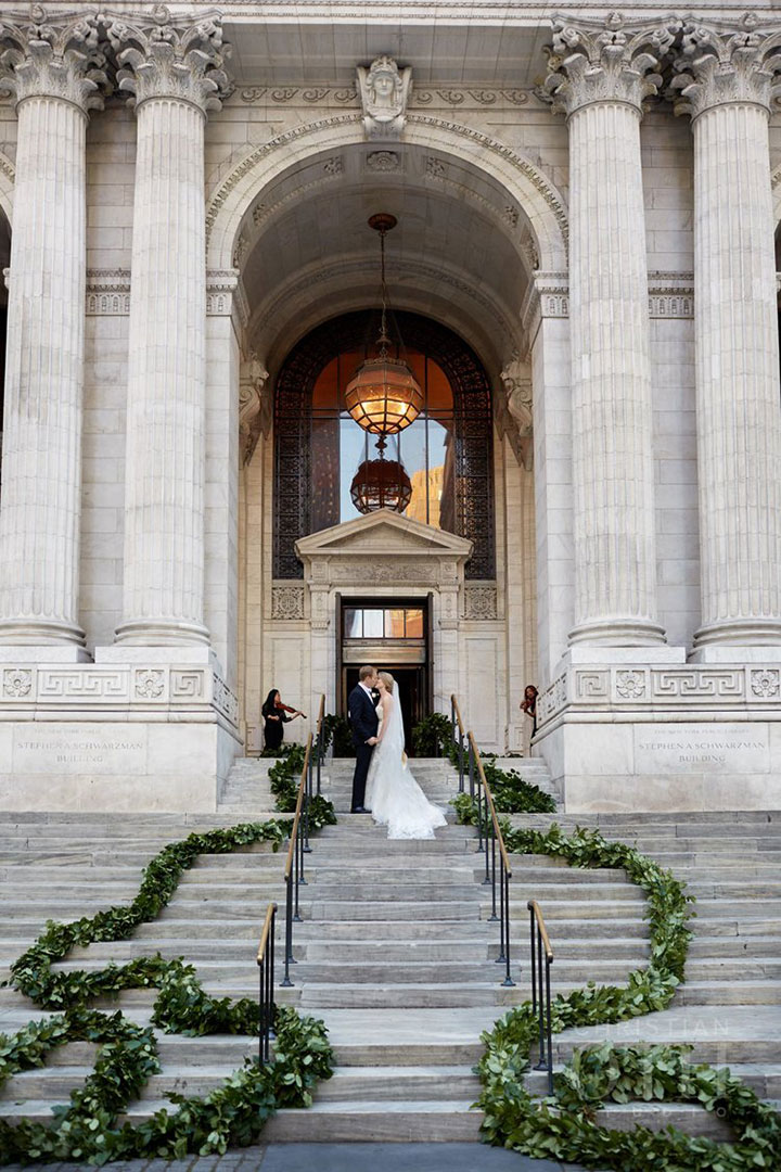 Yards of Garland Create A Grand Entrance For Wedding