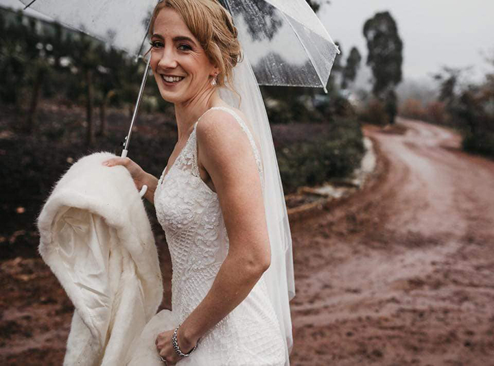 Winter Bride Wears Beaded Lace & Tulle Sheath In Diamond White