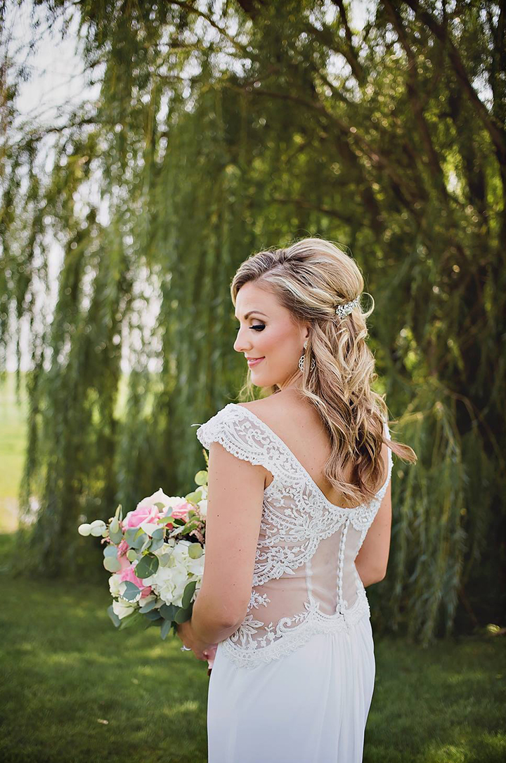 Bride Is Stunning In Enchanting by Mon Cheri Jersey Gown With Hand-Beaded & Embroidered Illusion Bodice
